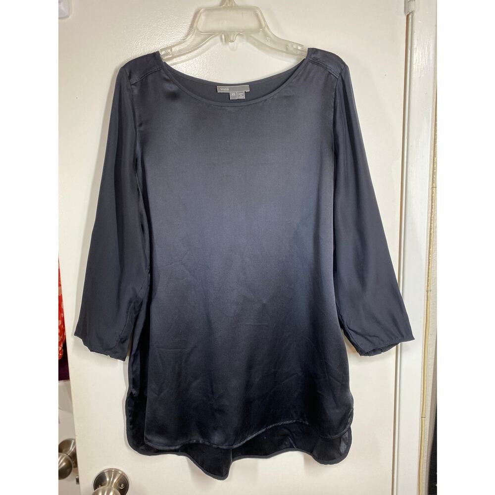 Vince 100% Silk Tunic 3/4 Sleeve Blouse XS - Picture 2 of 9